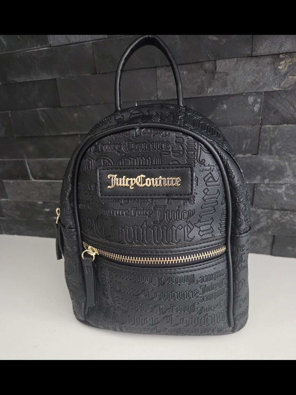 Juicy Couture Black Embossed Mini Backpack